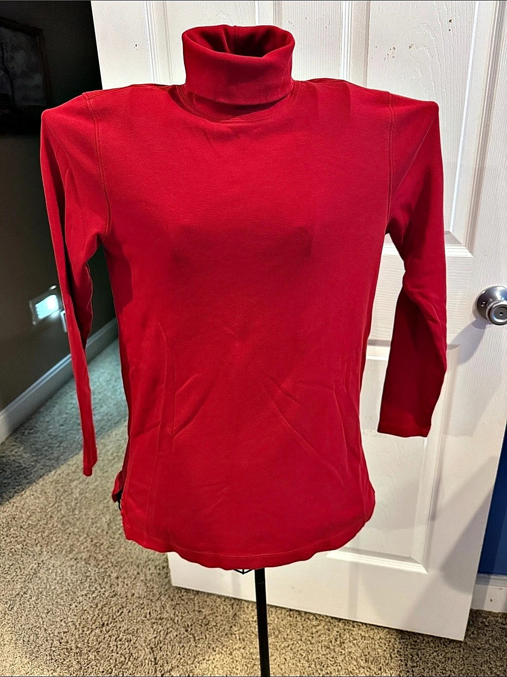 Lands' End Long Sleeve Dark Red Supima 100% Cotton Turtleneck Small 6-8
